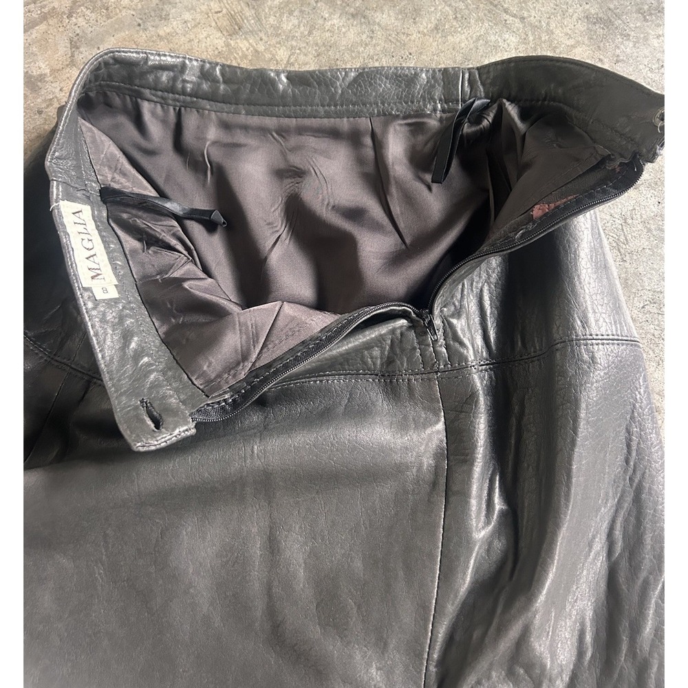 Maglia Vintage Dark Gray Leather Midi Pencil Skirt Size 8 USA Made - Picture 9 of 10